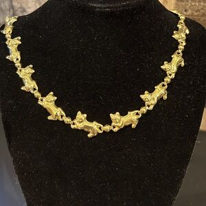 Vintage Gold-tone Cat Eternity Necklace